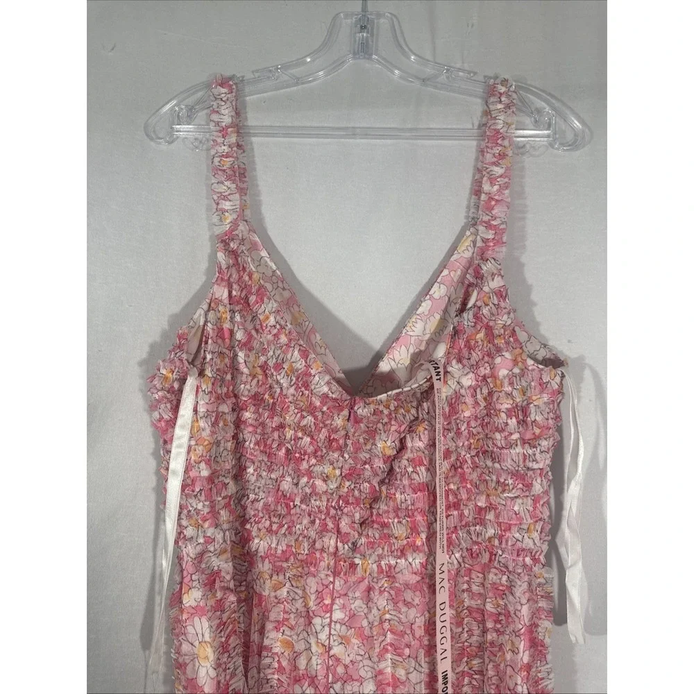 NWT Mac Duggal [ 12 ] 8012 Floral V-Neck Floral A line Midi Dress In Pink #S1938 - Picture 15 of 16